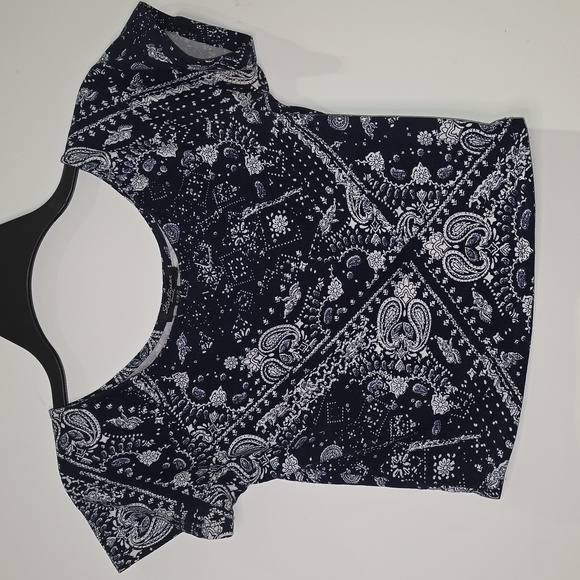 Tops - Black and White Paisley Women's Top